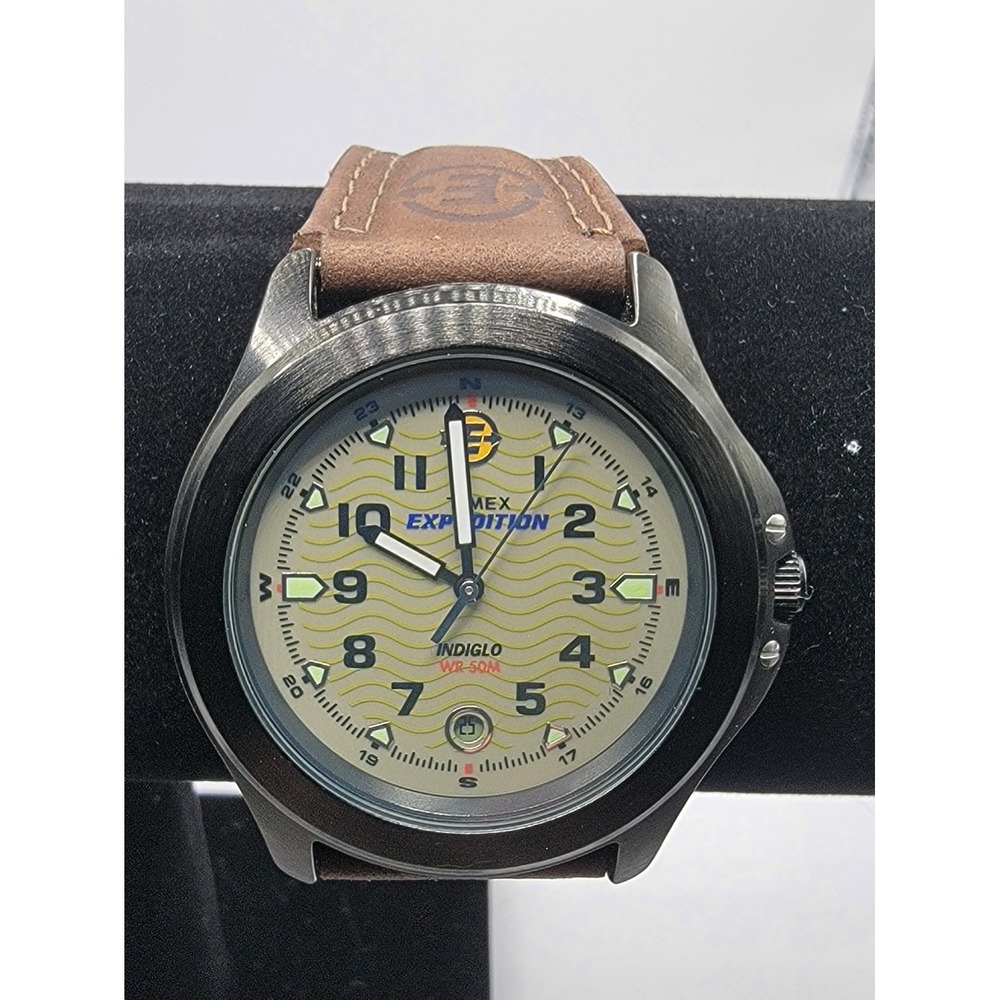 Timex Expedition Field Brown Leather Strap Watch T47012 Unisex Rugged Indiglo